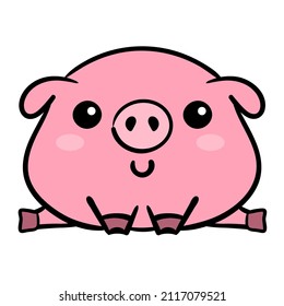 Funny pigs vector illustration. Cute farm animal character
