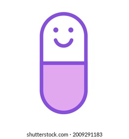 Funny pill icon isolated on white background