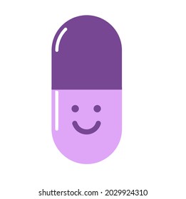 Funny pill icon isolated on white background