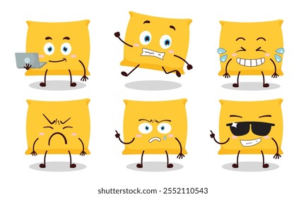 funny pillow cartoon character with many pose activity design illustration