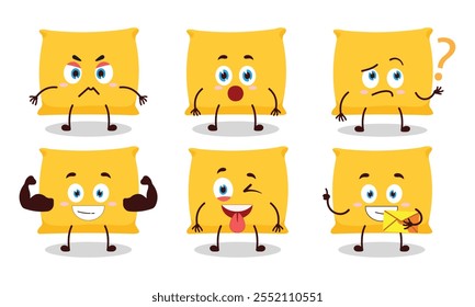 funny pillow cartoon with different expressions character design illustration