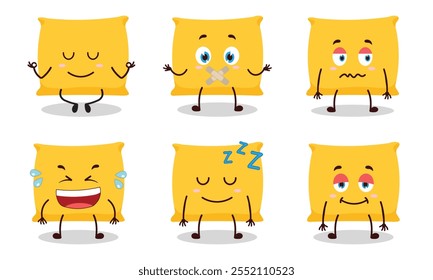 funny pillow cartoon with various expressions design illustration