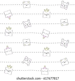 Funny pillows. Crowns. Vector illustration of seamless baby pattern.