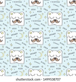Funny pillows. Vector illustration with baby seamless pattern.