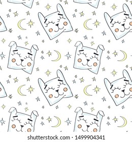 Funny pillows. Vector illustration with baby seamless pattern.