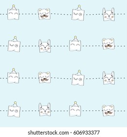 Funny pillows. Vector illustration of seamless baby pattern.