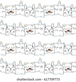 Funny pillows. Vector illustration of seamless baby pattern.