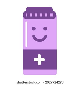 Funny pills bottle icon isolated on white background