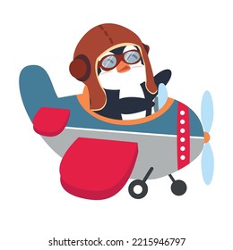 Funny pilot penguin flying plane cartoon