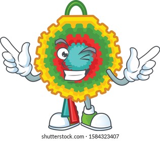Funny pinata cartoon character style with Wink eye