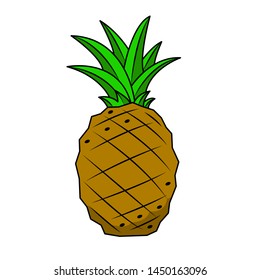 Funny Pineapple in cartoon style. Concept Fruits and vegetables. Summer.