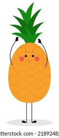 Funny pineapple on white background
