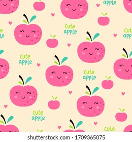 Funny pink apples seamless pattern