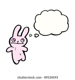 funny pink bunny with thought bubble