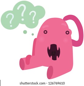 Funny Pink Confused Monster