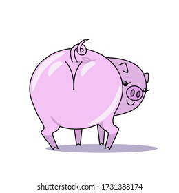 funny pink cute pig dancing booty twerk and smiling