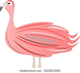 Funny pink flamingo, children's drawing