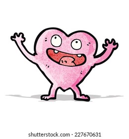 funny pink heart cartoon character