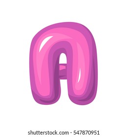 Funny pink lettering bubble gum volumetric bold a , pink volumetric letters a round, fat volumetric, candy funny lettering, children a letter, candy font,  letter sweet funny shiny round  a