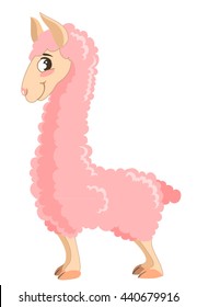 Funny pink llama picture for kids