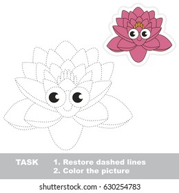 Funny Pink Lotus. Dot to dot educational game for kids.