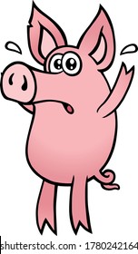 Funny Pink Pig Character. Vector Illustration.