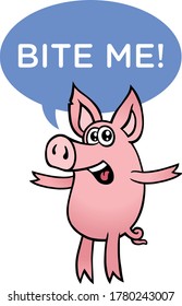 Funny Pink Pig Character. Vector Illustration.
