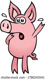Funny Pink Pig Character. Vector Illustration.