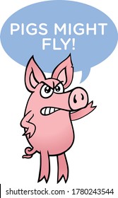 Funny Pink Pig Character. Vector Illustration.