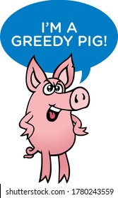 Funny Pink Pig Character. Vector Illustration.