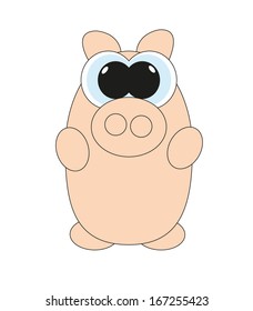 Funny pink pig. Vector.