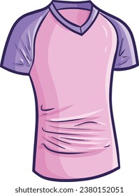 Funny pink purple female's sport shirt cartoon illustration