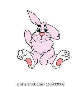 Hellrosa Kaninchen auf weißem, isoliertem Hintergrund schwingen seine Pfote .Vektorillustration-Design für Banner und Postkarten.Osterfeiertag