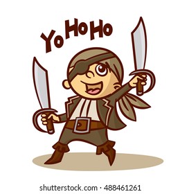 Funny Pirate Boy with Sword