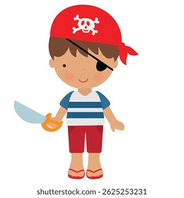 Funny pirate  boy  vector cartoon illustration