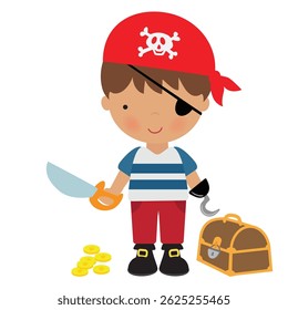 Funny pirate  boy  vector cartoon illustration