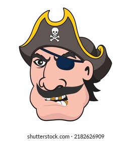 Funny pirate cartoon face vector art 