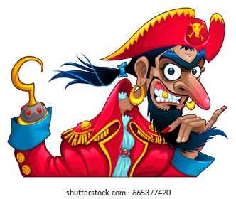 Funny pirate character. Vector cartoon isolated mascot.