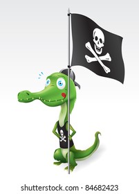 Funny Pirate Crocodile