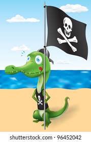 Funny Pirate Crocodile Vector