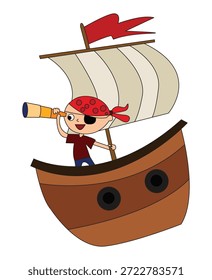Divertido pirata mirando a través de binoculares