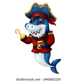 Funny Pirate Shark Cartoon for your design