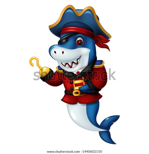 Funny Pirate Shark Cartoon Your Design のベクター画像素材 ロイヤリティフリー