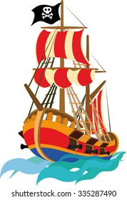 Funny pirate ship to be placed on the child than