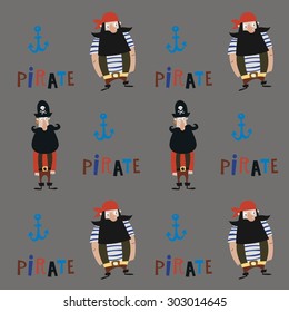 funny pirates vector card