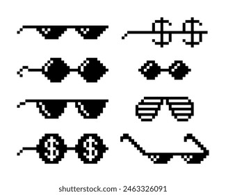 Funny pixelated boss sunglasses, thug glasses.