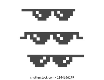 Funny pixelated sunglasses. 8bit style sunglasses vector icon