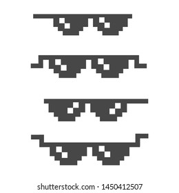 Funny pixelated sunglasses. 8bit style sunglasses vector icon