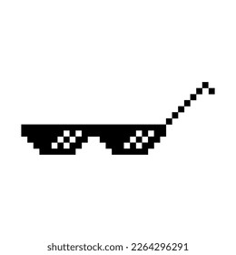 Funny Pixelated Sunglasses. Simple Linear Logo Illustration of 8-bit Black Pixel Boss Glasses. Art Style Trend Modern Logotype Graphic - Isolated on White