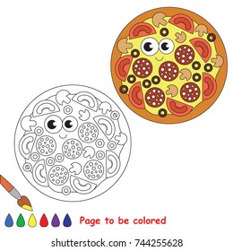 Funny Pizza to be colored, the coloring book for preschool kids with easy educational gaming level.